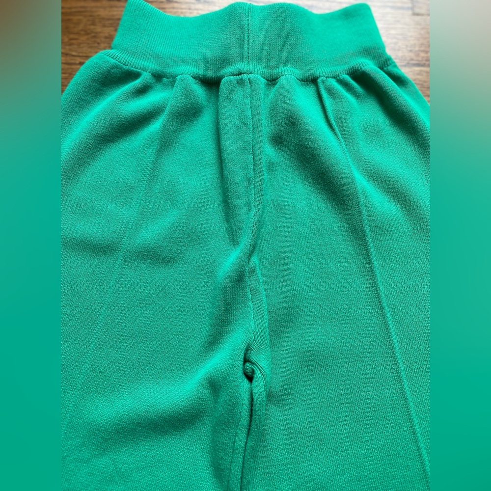 RIVR Green High Waisted Wide Leg Pants Stretch Knit Pull On Size S - Picture 11 of 13